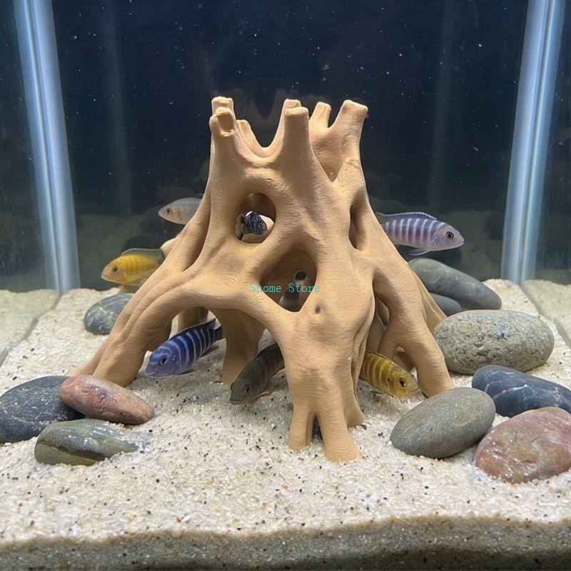 Natural Root Cave Fish Hideout - огляд і ціна Planted Aquarium With Driftwood
